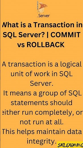 What is a Transaction in SQL Server? | COMMIT vs ROLLBACK Explained #shorts