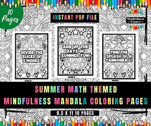 Summer Math Coloring Pages, Math Activities, ELA Morning Work, SEL Coloring