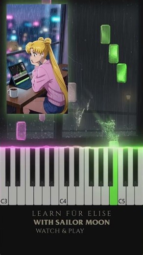 Can You Play Für Elise With Sailor Moon? | Piano Visualizer #sailormoon #pianocover #fürelise #piano