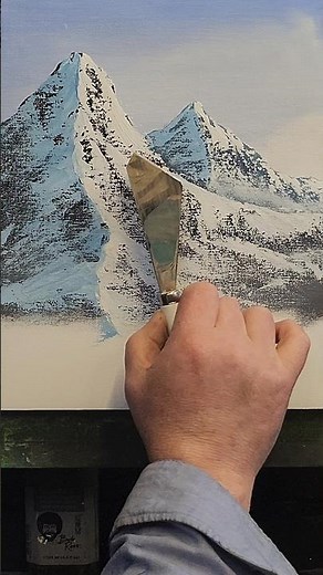 Bob Ross Palette Knife Mountain Painting so easy #bobross #shorts