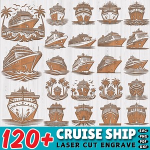 Laser Engraving Files 120  Cruise Ship Dxf Bundle | Laser Cut Ocean Travel Files | Nautical Boat Silhouette Art | Cnc & Glowforge Ready - Etsy