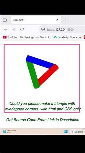 Triangle with overlapped corners made with HTML and pure CSS only Learning HTML and CSS web dev