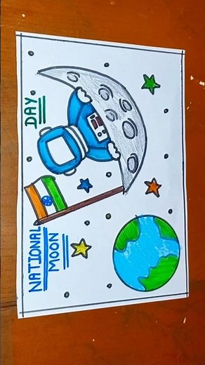 Chandra Dinam Poster|Moon Day Drawing|Chandra Dina Drawing|Moon Day Poster|National Moon Day Drawing