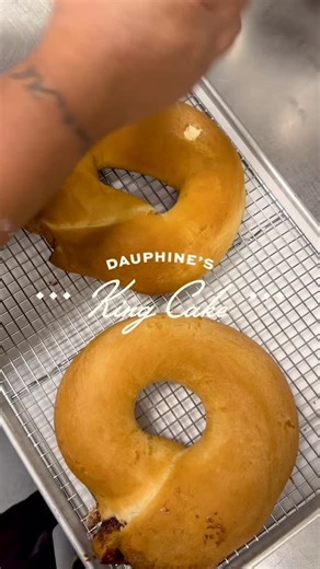 Dauphine’s on Instagram: "A look into the King Cake process. Each week Pastry Chef Joy has been making King Cakes to celebrate Mardi Gras season. Place your order two days prior to the pick up date and receive a Mardi Gras box with your King Cake of the week, Mardi Gras beads, and a commemorative ceramic fève handmade by a local artist. King Cake Flavor Schedule Week 3 ⚜️1/29 & 1/30 Chocolate Hazelnut Minis & Classic Week 4 ⚜️2/5 & 2/6 Coconut Cream Minis & Classic Week 5 ⚜️2/12 & 2/13 Large Bir