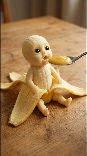 Cute Banana 🍌 Eating Asmr #eatingsounds #asmr #cutebaby #banana #satisfying #cutecharacters
