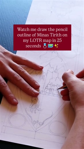 Sketching Minas Tirith 🏰✨#lordoftherings #lotr #fantasymap #tolkien #hobbit