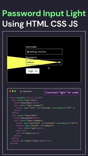 Password Input Light Login and Form Using HTML CSS 💀📈A Next Level Login Form With Light Glowing💻
