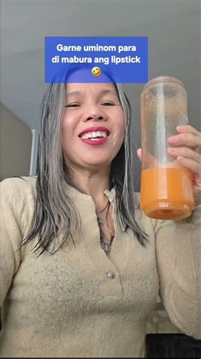 Tamang pag inom ng juice pag may lipstick #israelcaregiver #ofw ‪@baebssilva‬