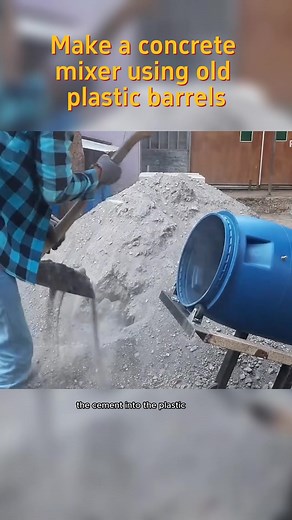 Make a concrete mixer using old plastic barrels #manufacturing #making #make #diy #foryourpage #trendingtiktok #plastic #construction