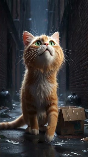 A Cold Stray Cat Builds a Home in the Rain — AI 3D Animated Short 🐱🌧️ #shorts