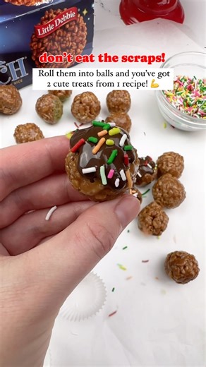 Did *I* eat the scraps? Maybe. Should you? No. Whether you’re looking for a way to use up the scraps or you just don’t have cookie cutters, this is the way to go! 💪🎄 Just be sure to roll them while they’re still a little warm so that they take shape (you can also pop in the microwave for a few seconds to help warm back up). ✨ Full printable recipe here! https://www.designeatrepeat.com/gingerbread-rice-krispies/ | Easy Baking Recipes - Design Eat Repeat