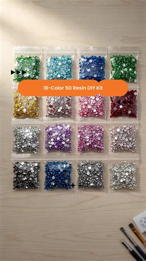 18-color/ 90g/ 3.17oz 5D Resin Round Brilliant DIY Kit, with A Diameter Of 3mm, Silvery Flat-bottom Brilliant, Suitable for DIY Painting On Handcrafted Creative Items Such As Nail Art, Coasters, Keychains, Garlands, Etc #nailsupply #bedazzlingkit #diamondpaintingtrays #crystalgiftshop #dazzledrypolish #handmadeacrylicnails #diamondpaintingforbeginners #rhinestoneshirt #vintagemenrhinestonering #diynailsupplies