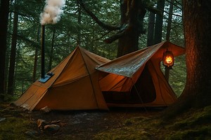 33K views · 1K reactions | Warm Inside, Wild Outside | Cozy Hot Tent Rain Camping A cozy moment inside my hot tent while the rain falls outside. This is a real camping video, focused on atmosphere, warmth, and the contrast between comfort and wild nature. Filmed during a solo camping trip in rainy conditions, capturing natural sounds, calm moments, and the true feeling of being sheltered in the forest. | Camping Stories - Mouloud | Facebook