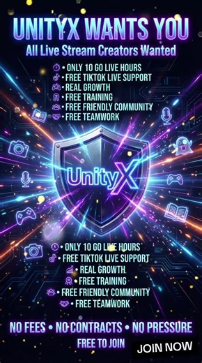 UnityX is a fast-growing creator community helping TikTok creators, streamers, psychics, gamers, singers, and influencers grow faster through collaboration, community support, and strategic live streaming. If you are looking for a creator agency that focuses on unity, growth, and positive communities, UnityX is the place to join. UnityX creators, join UnityX, TikTok creator community, TikTok agency for creators, grow on TikTok faster, creator support network, live stream creators, TikTok growth 