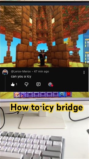 How to icy bridge #minecraft #hiveskywars #hypixel #bedwarsspeedrun #gaming