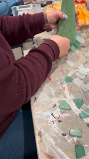 Sea glass Christmas trees are fun to make!! #fypppppppppppppppppppppppppppppppppppppppppppppppppppppppppppppppppppppp #thecraftroomlady #artstudio #christmasiscoming #ochristmastree #seaglasstrees | The Craft Room