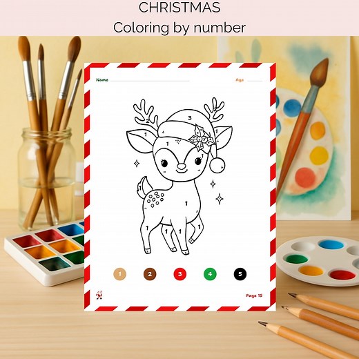 Christmas Color by Number for Kids – Magical Holiday Printable PDF - Etsy