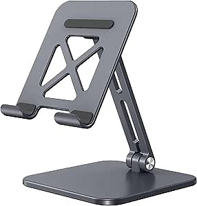 iPad Stand Adjustable Aluminum Tablet Stand - Foldable Design, Compatible with iPad, Samsung Tab, iPhone