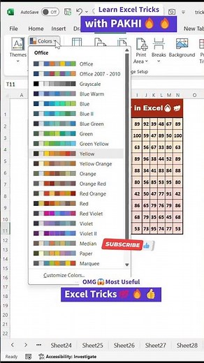 Change Color Theme in Excel 🤔😮| OMG😱Most Useful Excel Tricks 👍⌛🔥 #spreadsheet #shorts #excel