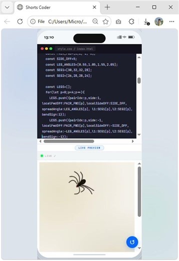 Three JS Realistic Spider Follows Cursor | HTML CSS Animation #shorts #threejs