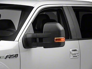 F-150 Manual Towing Mirrors with Amber Turn Signals and Puddle Lights; Black (04-14 F-150)