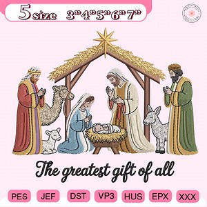 The Greatest Gift of All Embroidery Design, Christmas Christian Embroidery File, Christmas Jesus Design, Religious Shirt Idea - Etsy