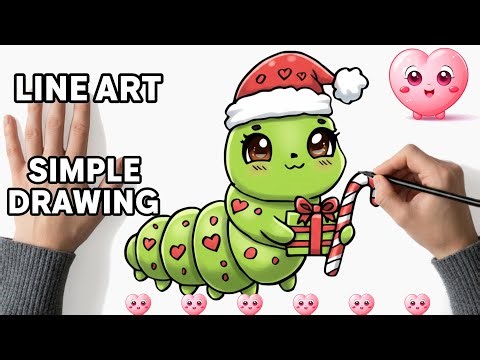 How to Draw a Christmas Worm | Cute Holiday Illustration Tutorial