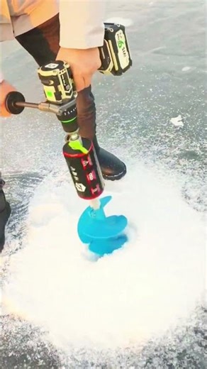 Efficiently Drilling Ice Fishing Hole With Power Auger