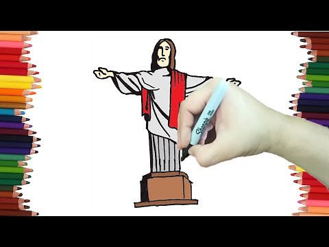 How to draw CHRIST THE REDEEMER OF BRAZIL step by step and VERY EASY - Coloring Pages