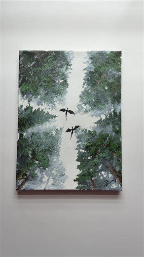 Soaring Dragons in a Misty Forest Painting