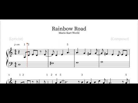 Rainbow Road Mario Kart World Easy Piano Sheet Music