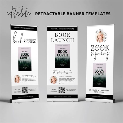 Minimalist Book Launch Banner Template: Author Event Sign (33x81in) Digital Download M-002 - Etsy