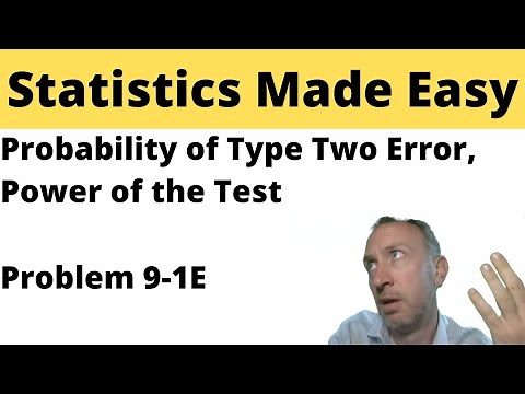 Statistics Module 9 - Probability of Type Two Error and Power of the Test - Problem 9-1E