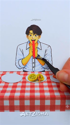 K-pop Jinu Funny eating Paper craft Challenge #kpop #papercraft #funny | Art Zigma