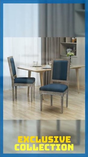 Traditional Style Dining Chair Set of 2 with Fabric Upholstery in Navy Blue