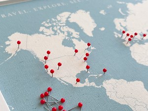 Custom Push Pin World Map: Modern Travel Tracker, Personalized Canvas Art - Etsy