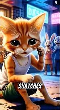 Fox stole kitten’s meal, later choked, kitten rescued proudly with food. // #shorts #cat #fox