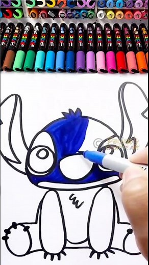 Drawing STITCH 🦇💙#art #satisfying