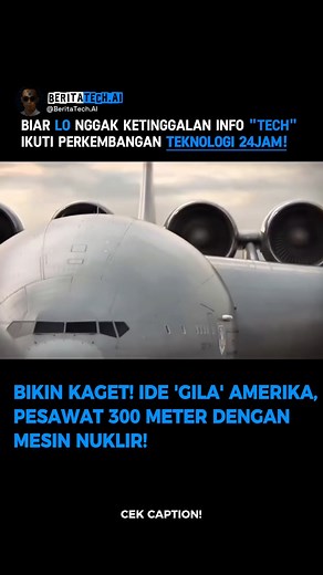 ✈️ Gokil! Konsep Pesawat Nuklir Raksasa Seluas 3 Lapangan Bola yang Bisa Terbang Berbulan-bulan! 🤯 Kamu sudah tahu fakta gila ini belum? Ini dia Lockheed CL-1201, konsep pesawat bertenaga nuklir dari tahun 1960-an! ✨ Pesawat ini dirancang buat terbang berbulan-bulan tanpa mendarat, dengan panjang hampir 150 meter dan lebar sayap lebih dari 300 meter—lebih gede dari 3 lapangan bola! Sumber tenaganya adalah reaktor nuklir, yang ngasih dorongan terus-menerus tanpa perlu isi bahan bakar. 😱 CL-1201