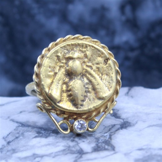 Handmade Intaglio Bronze Bee Ring: 925K Silver, 24k Gold Vermeil - Etsy