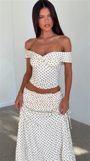 The Perfect🥀 Our DENALI Top + Maxi Skirt In White Black Polka Dots🤍 #fashion #style #outfit #shorts