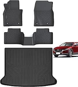 Floor Mats & Cargo Liners Compatible for 2020-2024 Mazda CX-30 2 Row Floor Liners and Trunk Mat TPE-Black