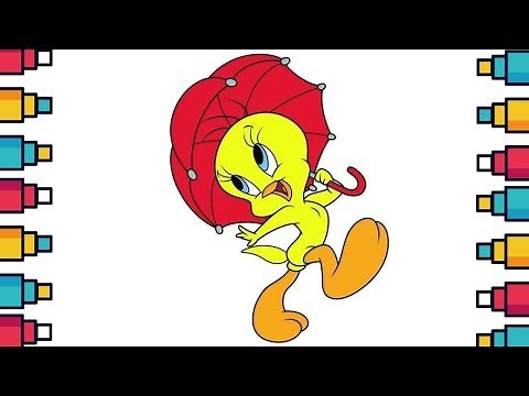 How to Draw Tweety Bird Step by Step with Umbrella