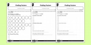 Finding Factors Differentiated Maths Worksheet