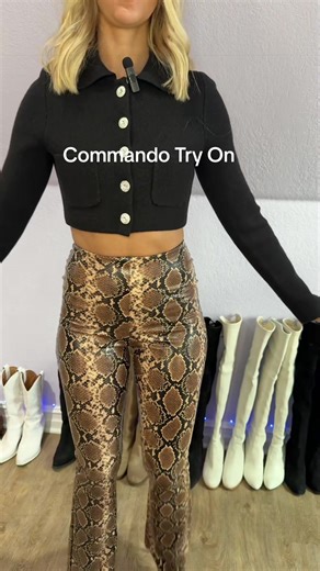 Stylish Commando Mini Skirt and Flare Pants Try-On