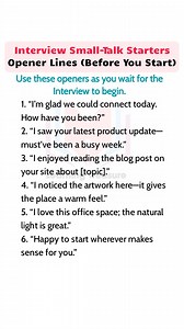 11K views · 42 reactions | Pre-Interview Small-Talk Lines | Learning Treasure | Facebook