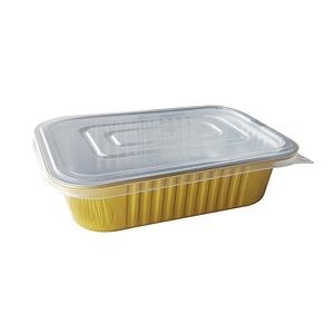 [Hot Item] Factory Price Disposable Smooth Wall Gold Color Aluminum Foil Containers with Lids