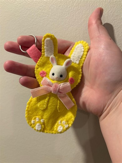 Calico Critters Yellow Spring Bunny Felt Pouch Bag Charm | Hand Made | Keychain - Etsy