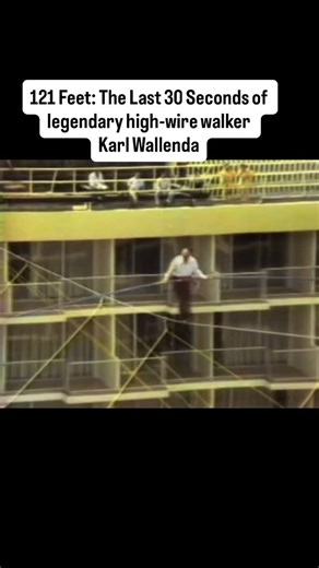 Daily Scaries on Instagram: "On March 22, 1978, 73-year-old Karl Wallenda fell to his death during a high-wire walk in San Juan, Puerto Rico. The patriarch of the “Flying Wallendas” was attempting to cross a 121-foot-high wire stretched between the two towers of the Condado Plaza Hotel. Despite his decades of experience, the stunt took a tragic turn in front of a live audience and news cameras. The fall was primarily caused by a combination of high winds and equipment failure. As Wallenda moved 
