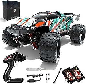 RC Monster 1:18 Scale Remote Control Truck, 38KM/H High Speed 4WD RC Cars, Waterproof 2.4 GHz Off Road All Terrains RC Car with Two Rechargeable Batteries for Adults and Kids